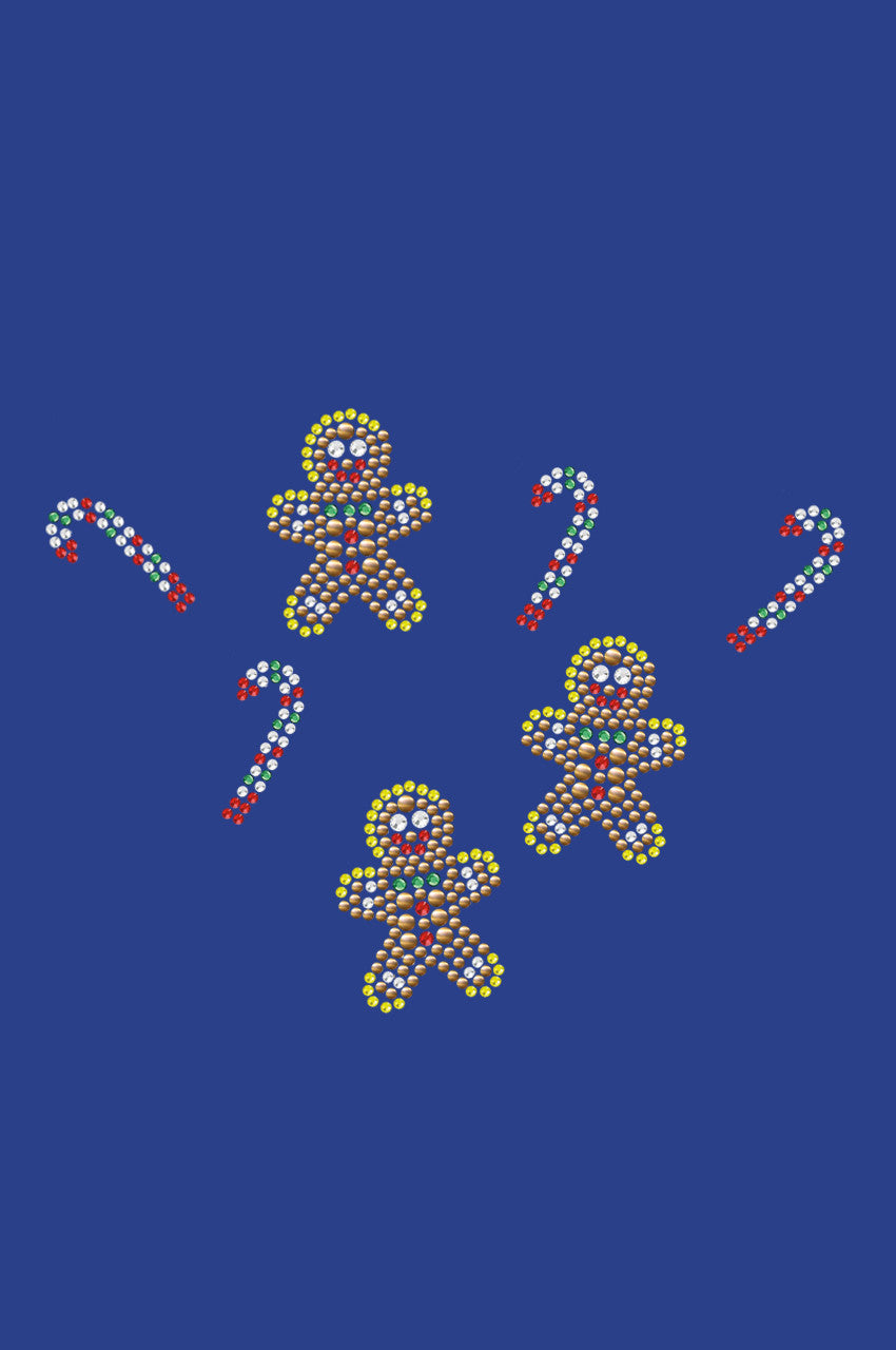 Gingerbread Men & Candy Canes - Bandana Royal Blue