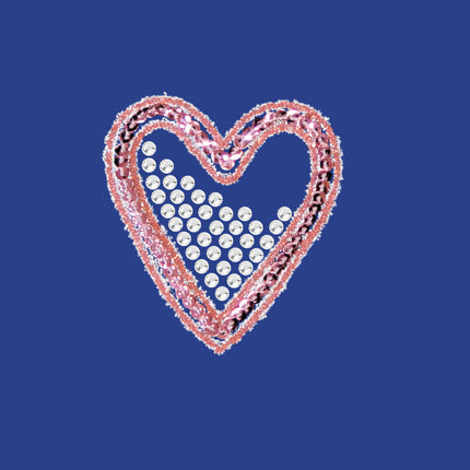 Pink Sequin & Rhinestone Heart - Women's T-shirt