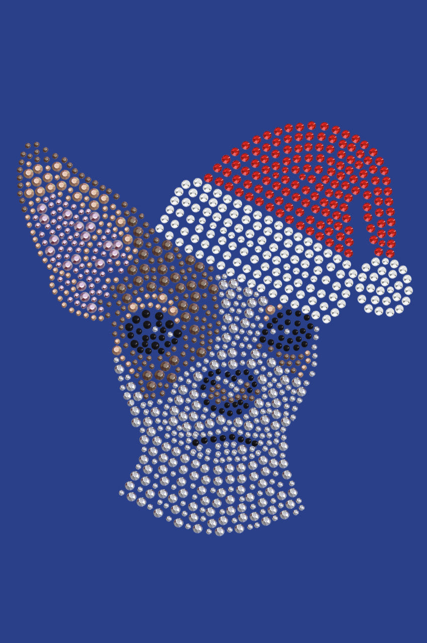 Chihuahua Face with Santa Hat - Bandana Royal Blue