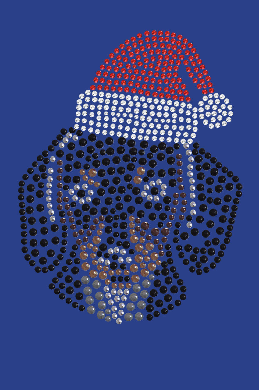 Dachshund Face with Santa Hat - Bandana Royal Blue