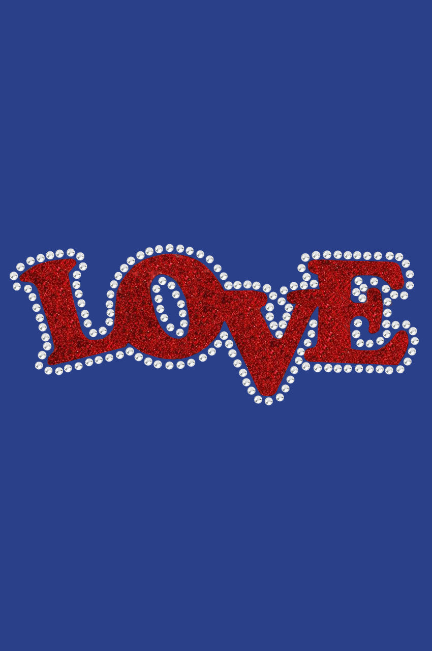 Love (Red Glitter) Bandanna Royal Blue