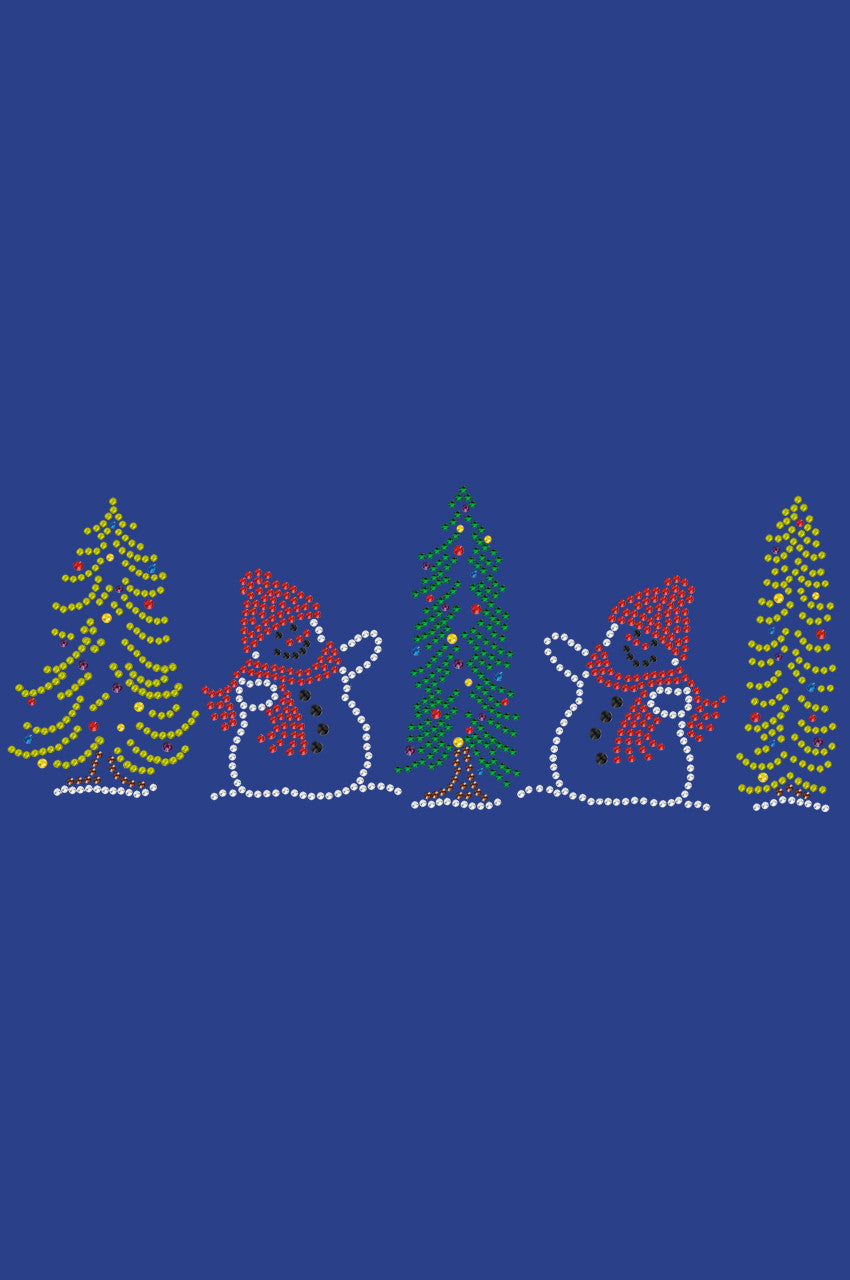 Two Snowmen in Trees - Bandana Royal Blue