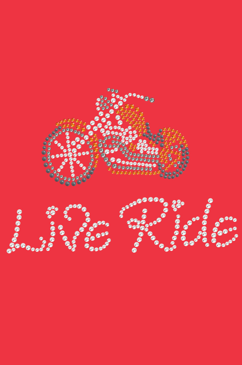 Live - Ride - (Orange) Motorcycle - Bandanas Red