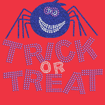 Trick or Treat with Blue Glitter Spider - Women's Tee