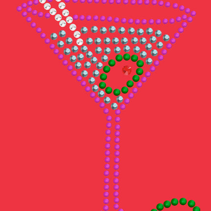 Martini (Fuchsia with Blue Rhinestones) - Bandanna