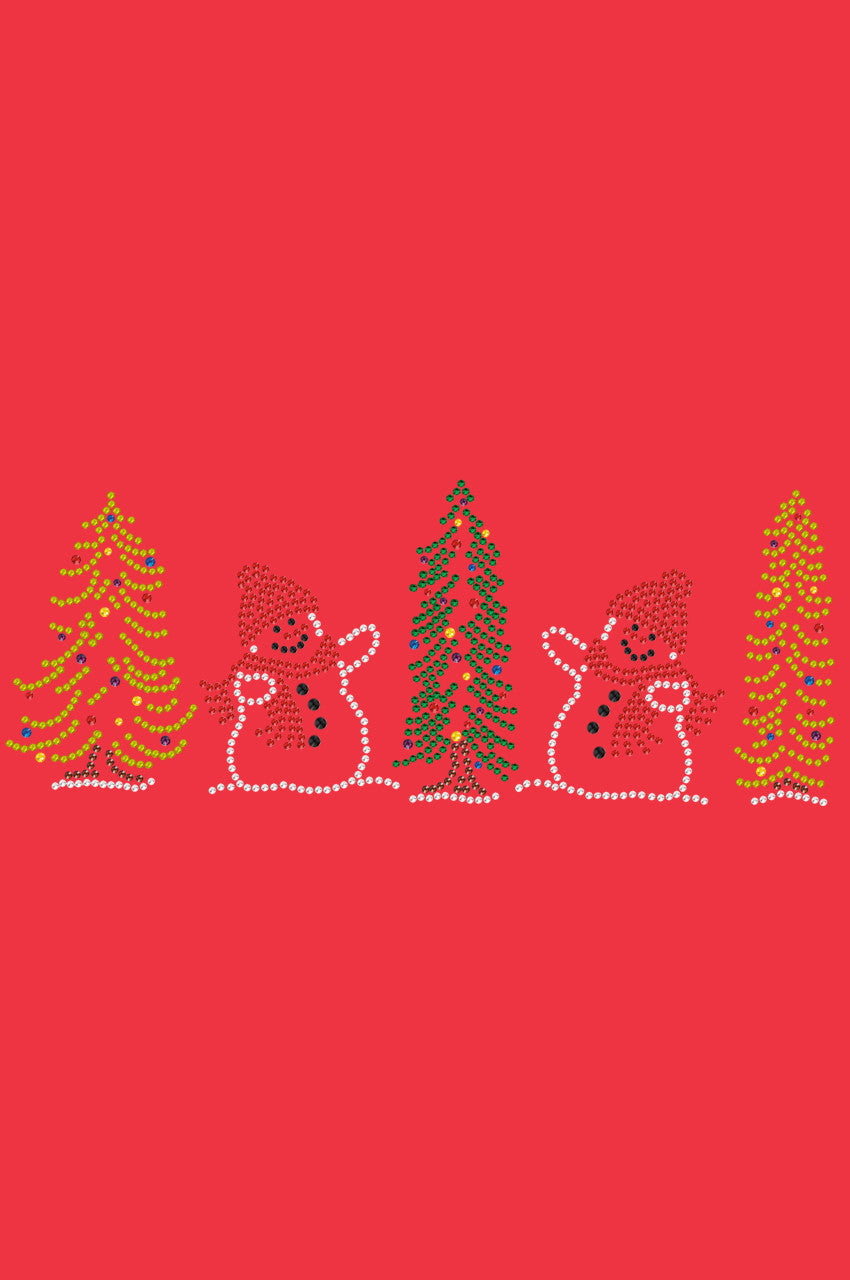 Two Snowmen in Trees - Bandana Red