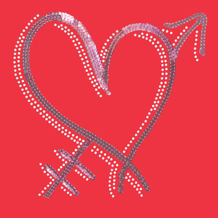 Pink Sequin Heart with Arrow Bandanna