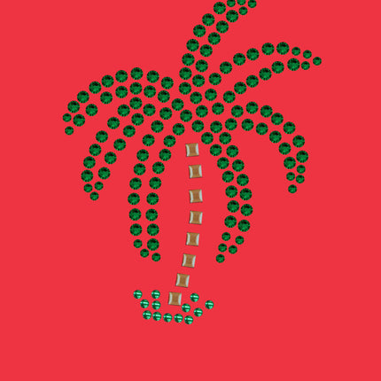 Palm Tree (Green Rhinestones - Small) - Women's T-shirt