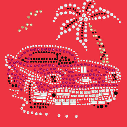 Car with Palm Tree (Pink) - Women's T-shirt