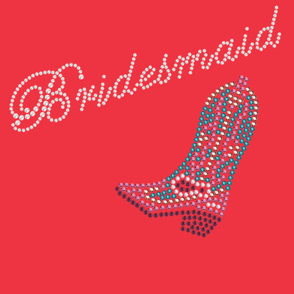 Bridesmaid with Pink/Turquoise Cowboy Boot- Women's T-shirt