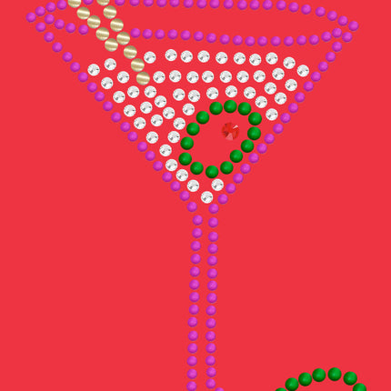 Martini (Fuchsia with Clear Rhinestones) - Bandanna