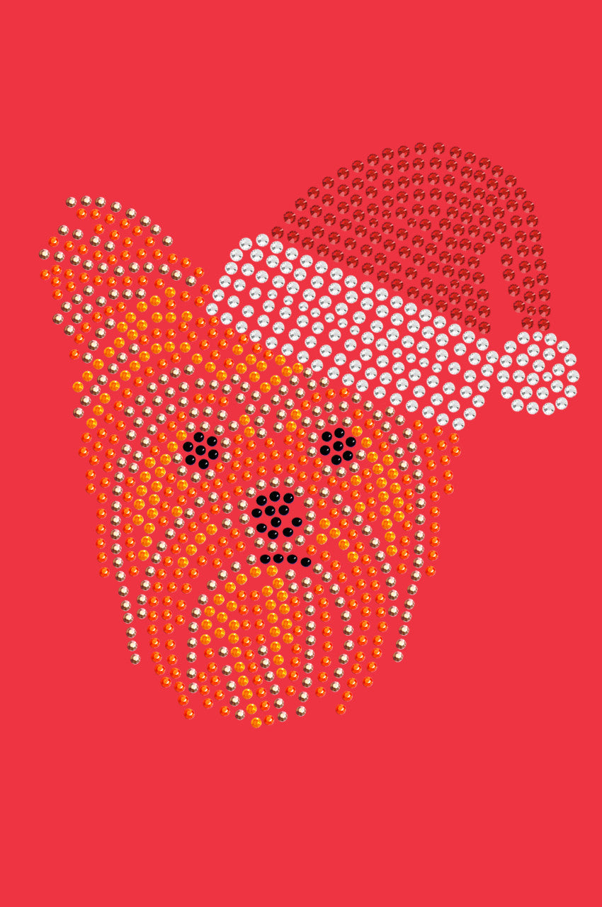 Yorkie Face 2 with Santa Hat - Bandana Red