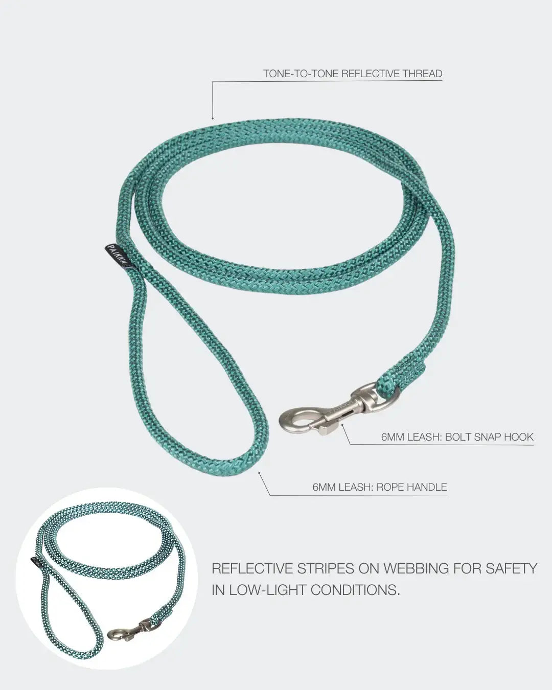 Visibility Rope Leash Emerald for Dogs