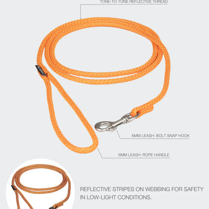 Visibility Rope Leash Orange for Dogs