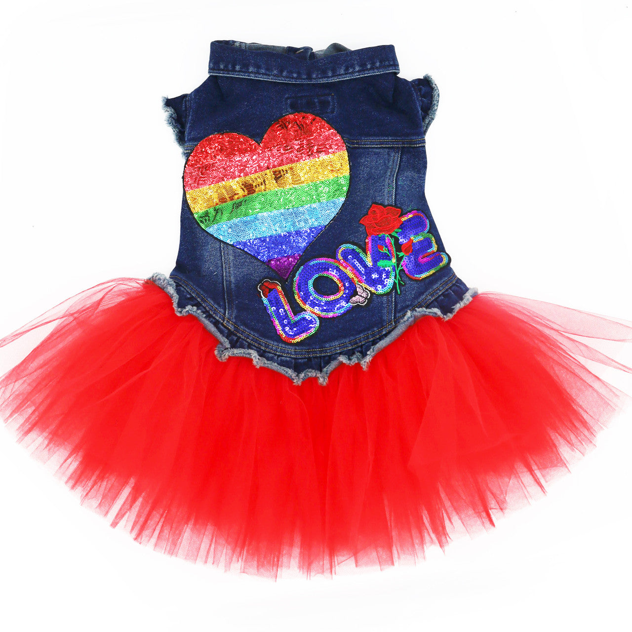 Rainbow Love Denim Dog Jacket