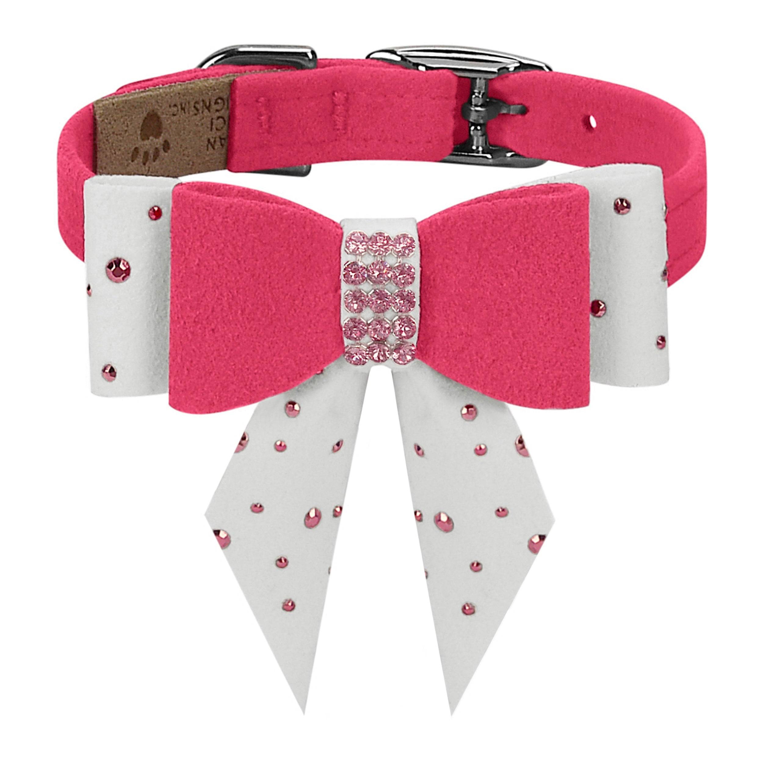 Pink is Love Double Tail Bow Collar Raspberry