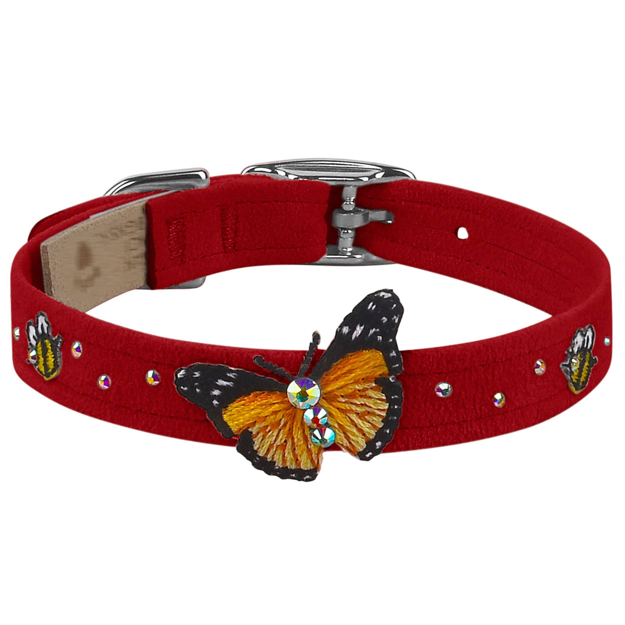 Embroidered Butterfly & Bees Collar Red