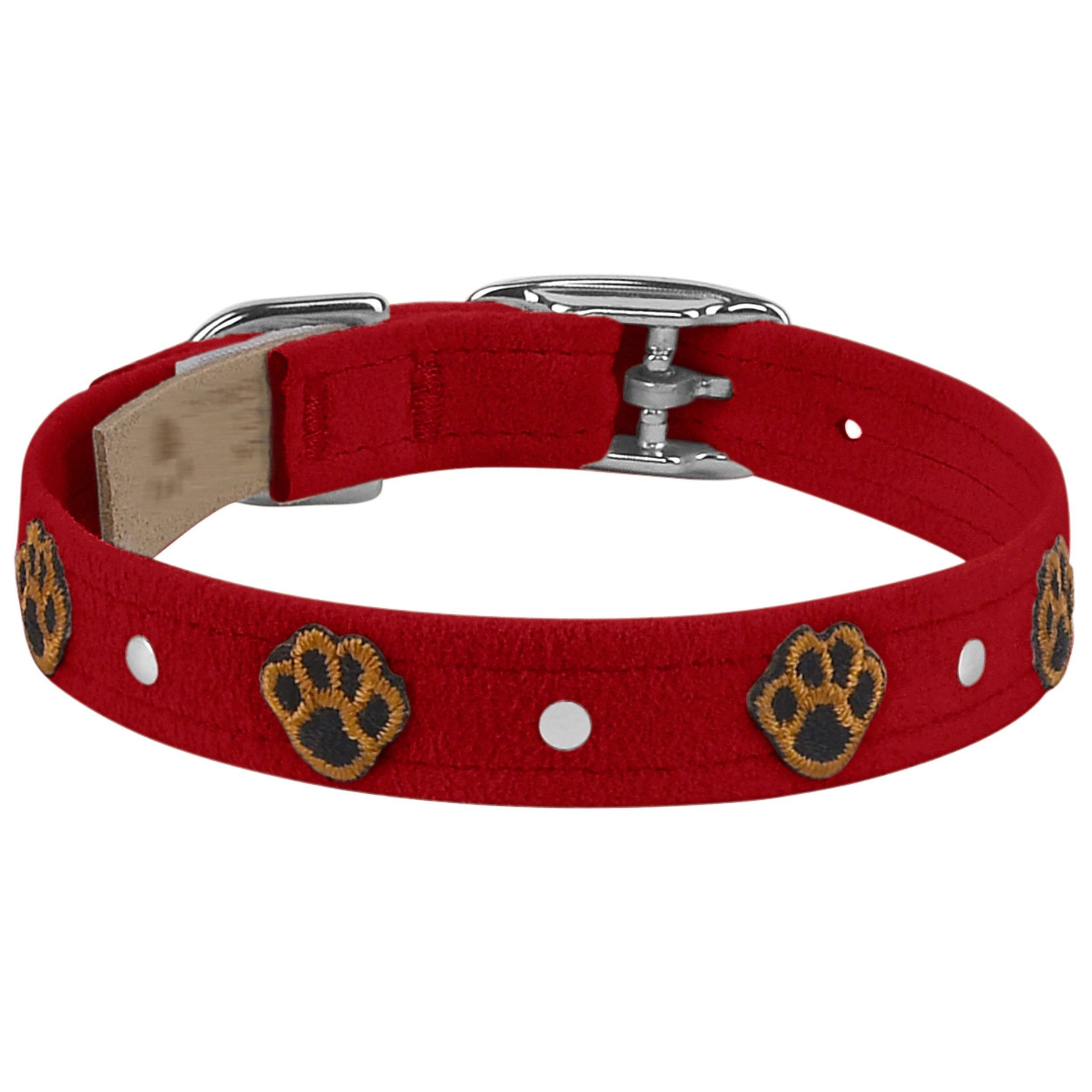 Embroidered Paws Collar Red