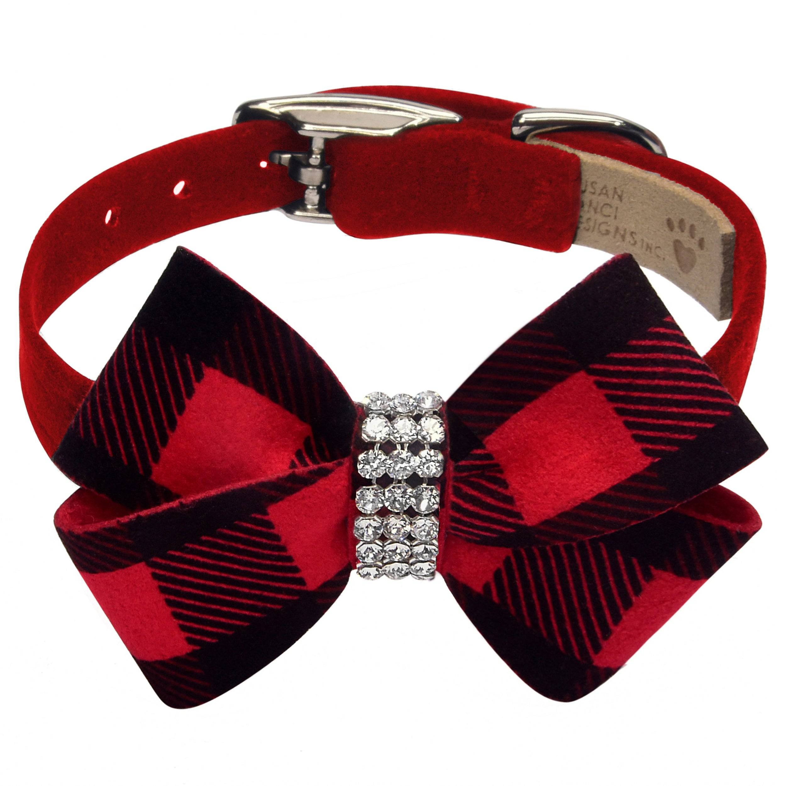 Red Gingham Nouveau Bow Collar Red