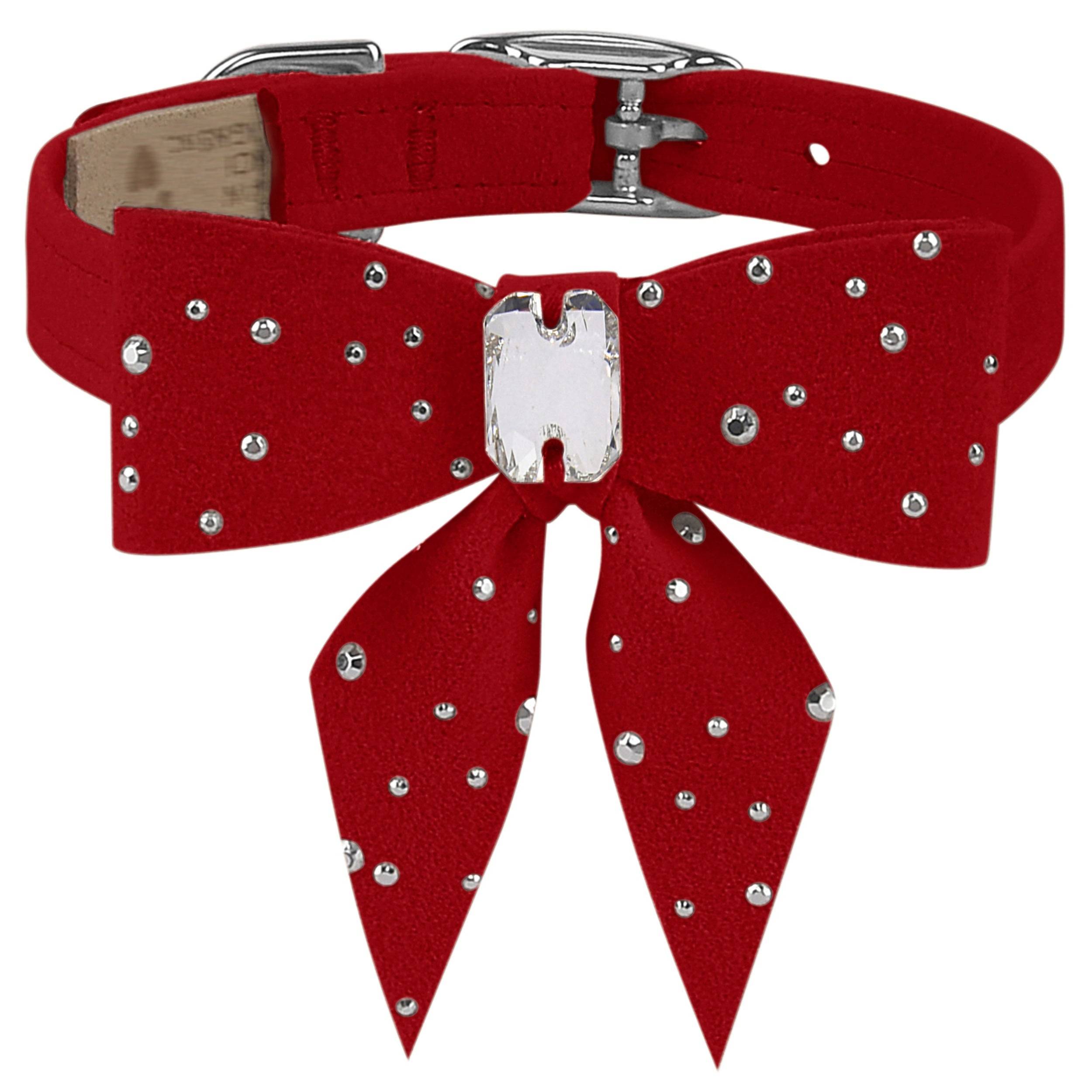 Silver Stardust Tail Bow Collar Red