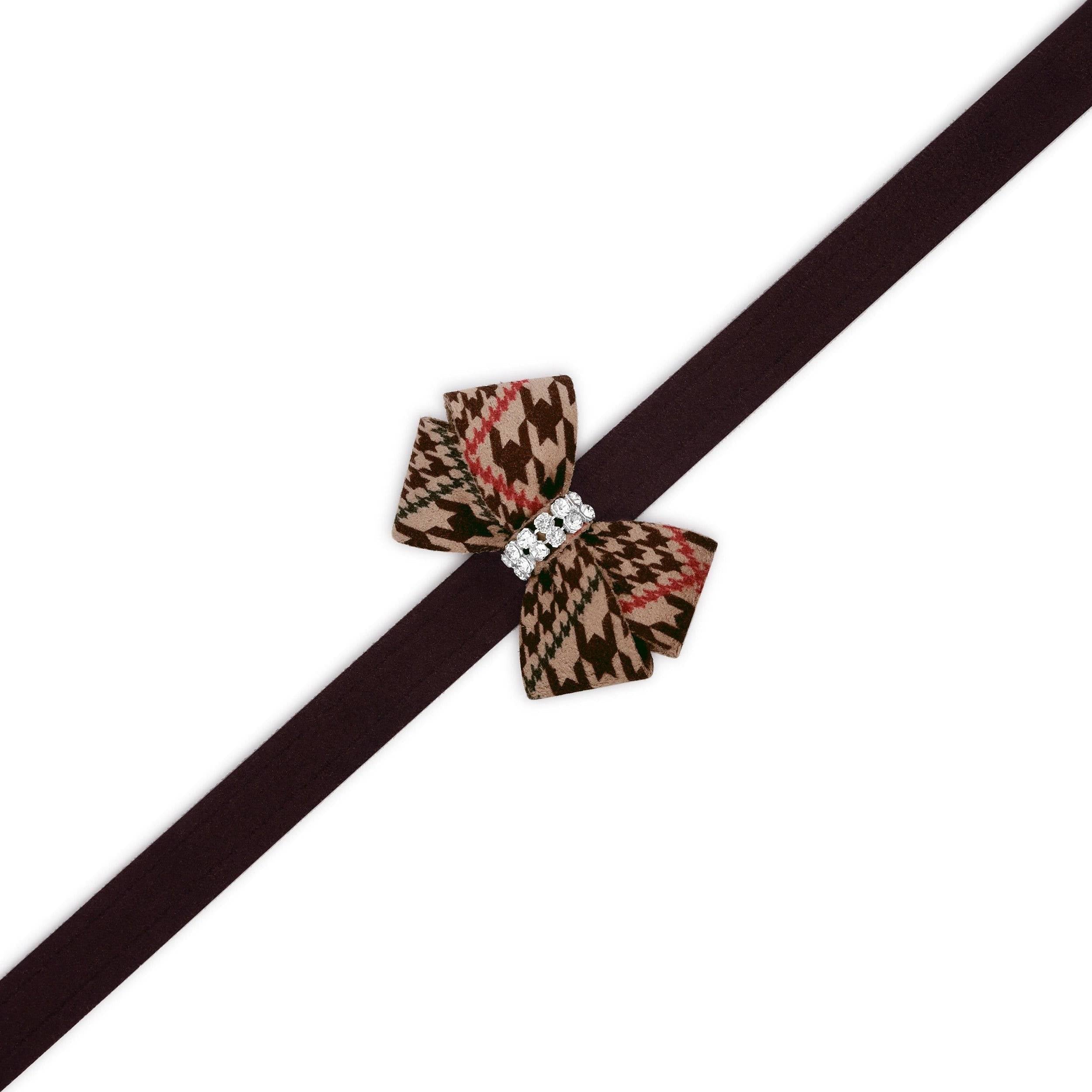 Chocolate Glen Houndstooth Nouveau Bow Leash