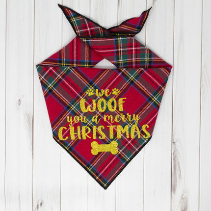 Red Tartan Christmas Dog Bandana