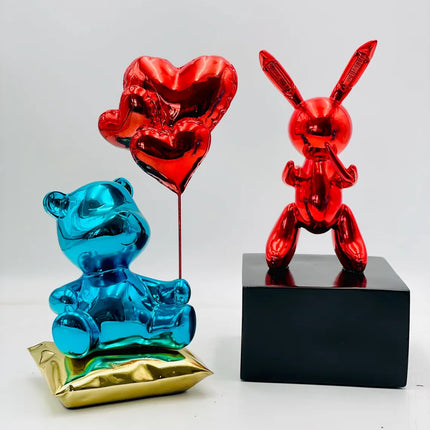 Red Balloon Rabbit Statue