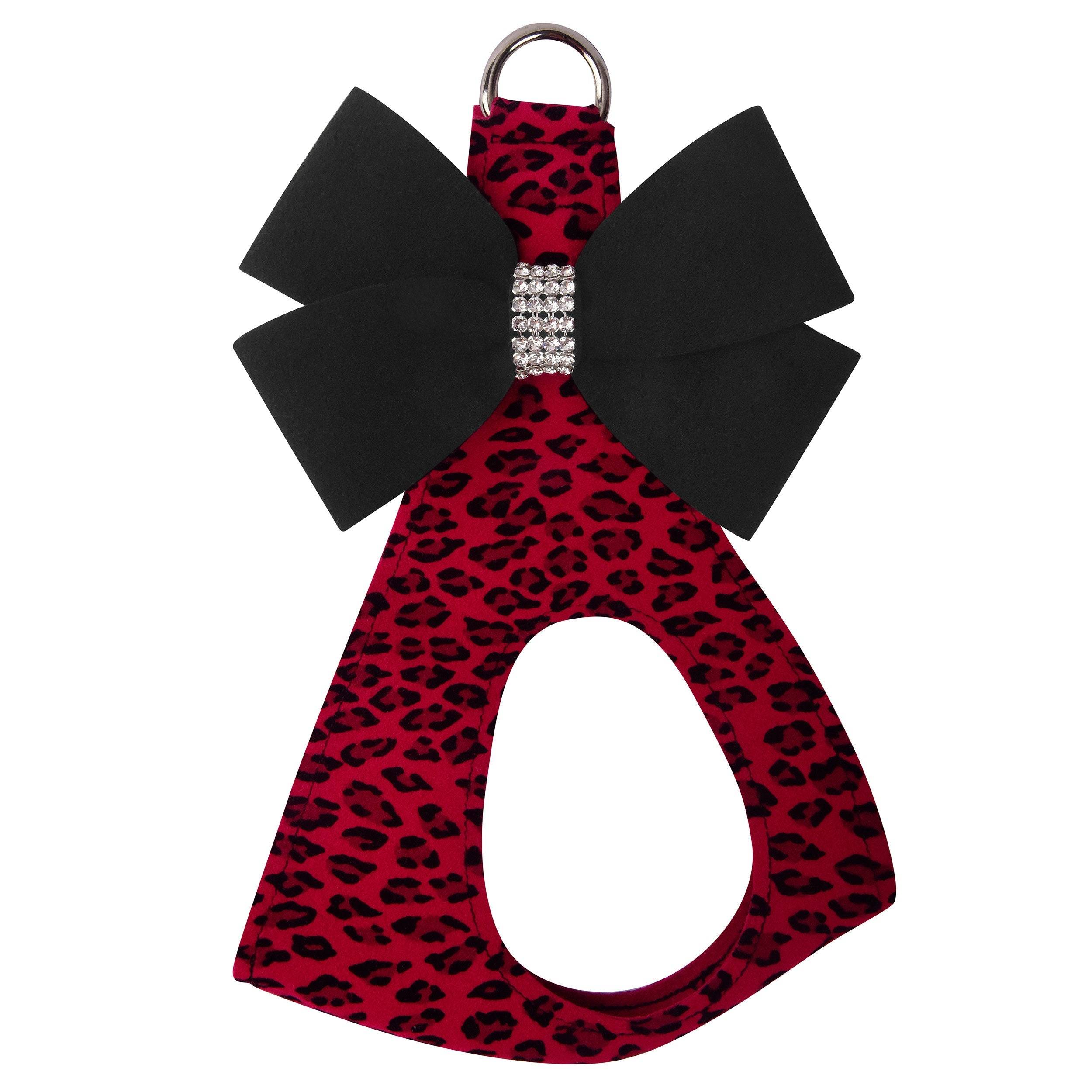 Black Nouveau Bow Step in Harness Red Cheetah