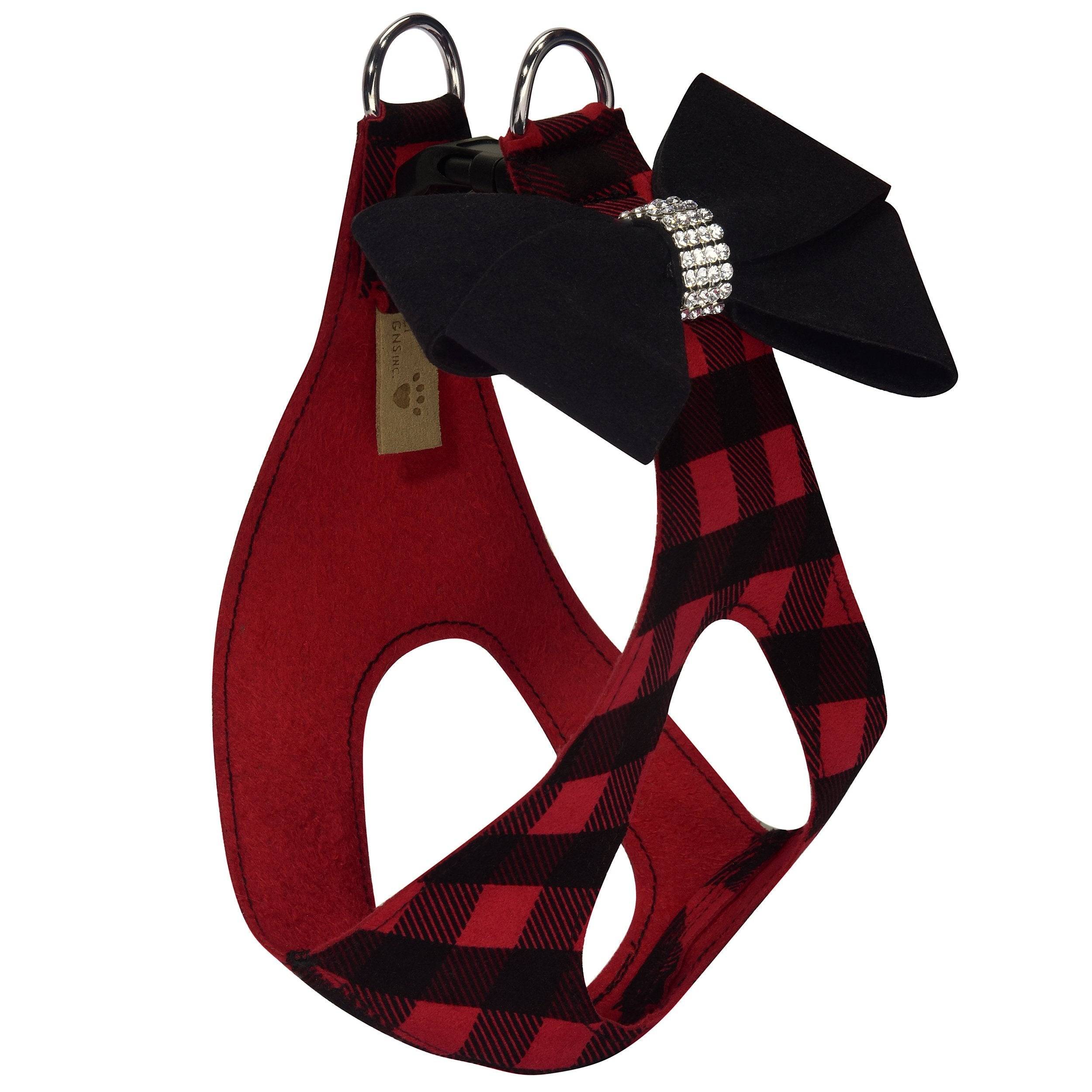 Black Nouveau Bow Step In Harness Red Gingham