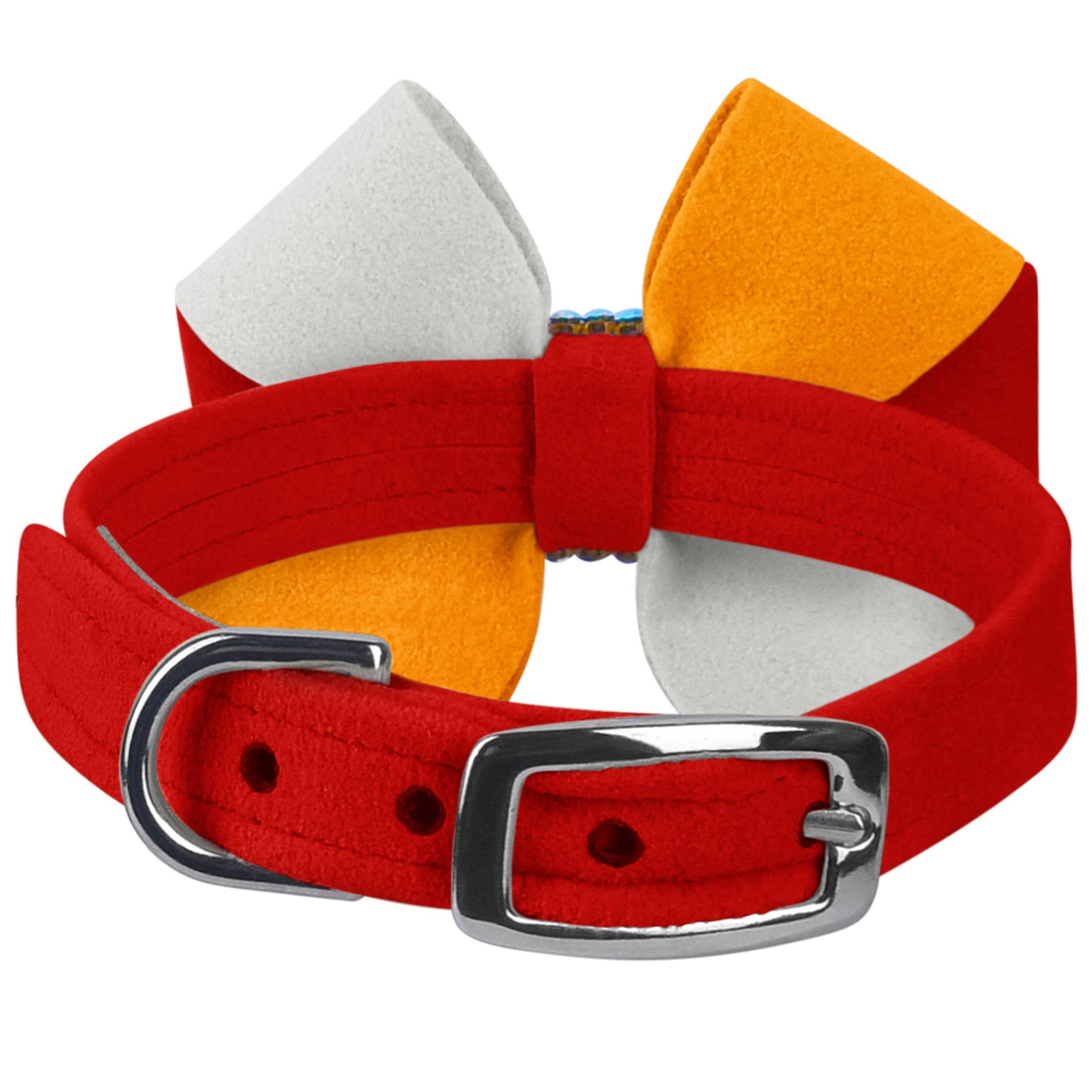 Game Day Glam Red Pepper Pinwheel Bow Collar