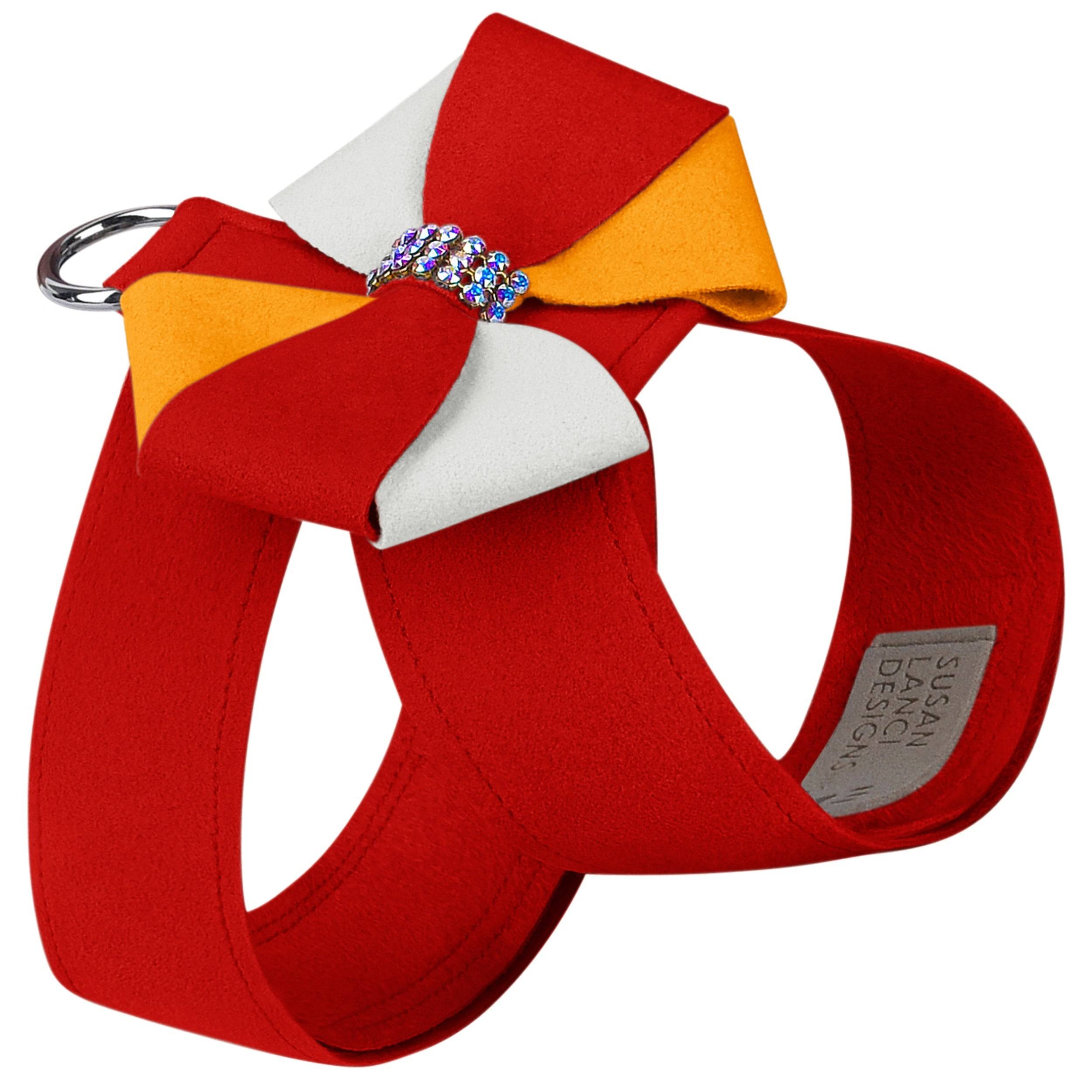 Game Day Glam Red Pepper Pinwheel Bow Tinkie Harness Red Pepper