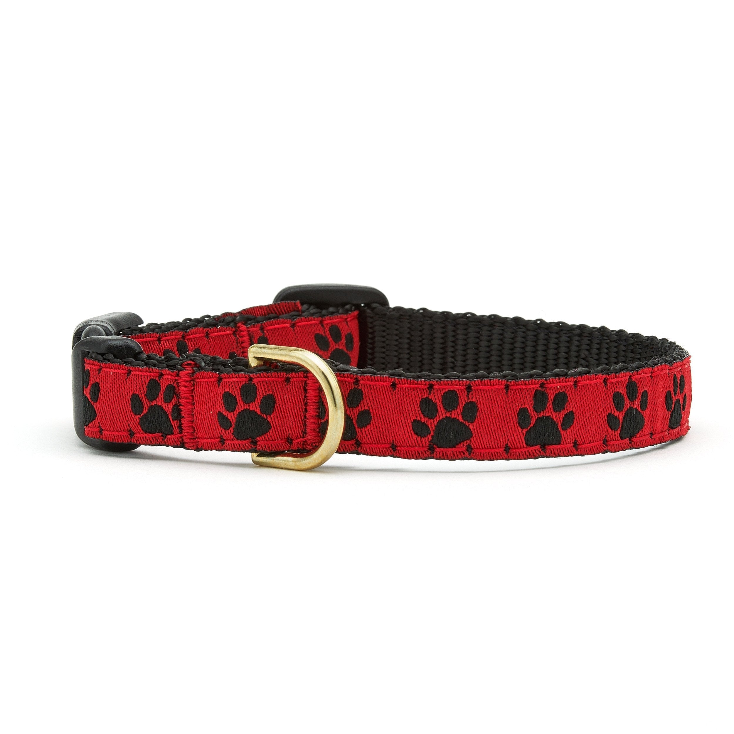 Red and Black Paw Small Breed Dog Collar