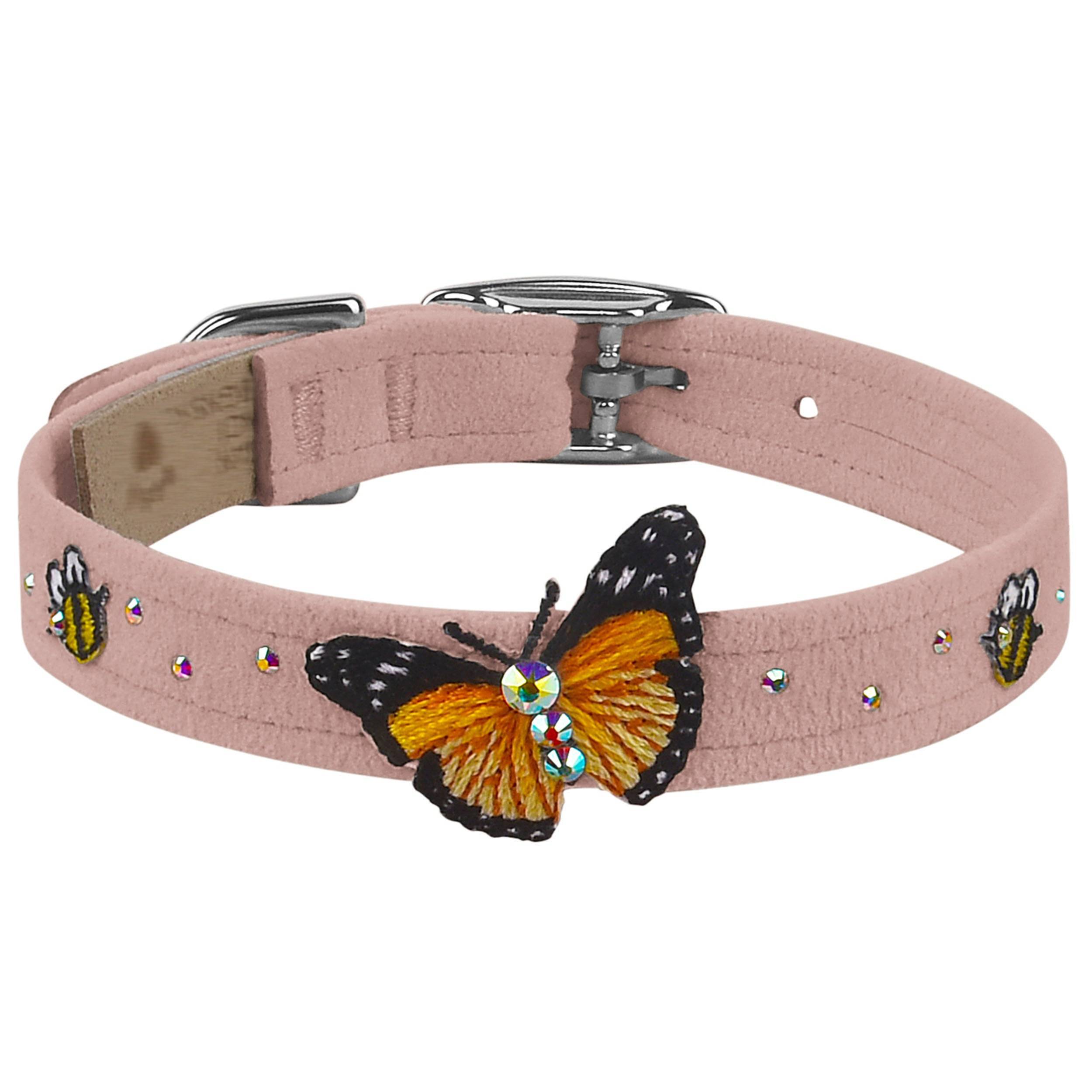 Embroidered Butterfly & Bees Collar Rosewood