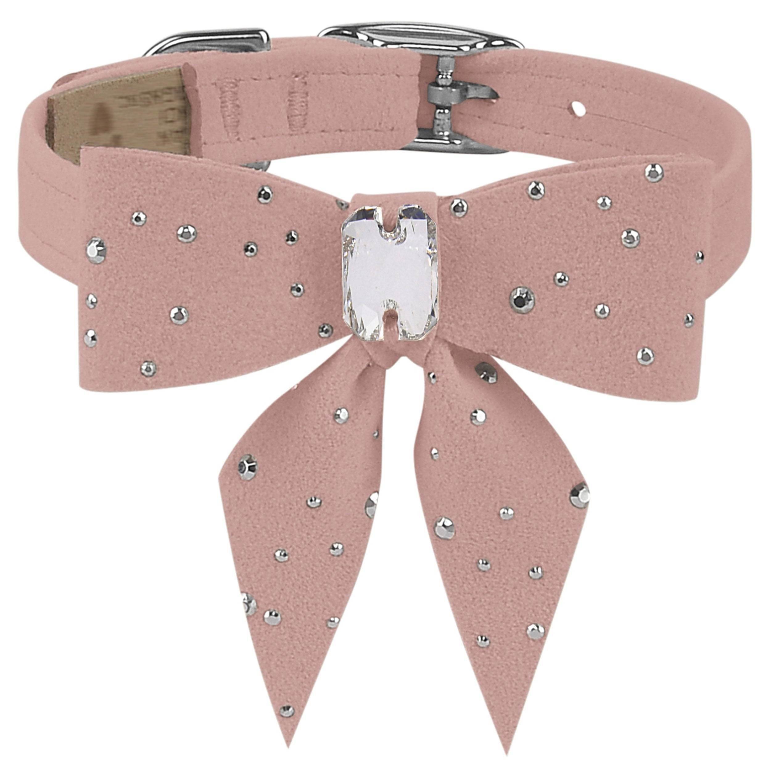 Silver Stardust Tail Bow Collar Rosewood