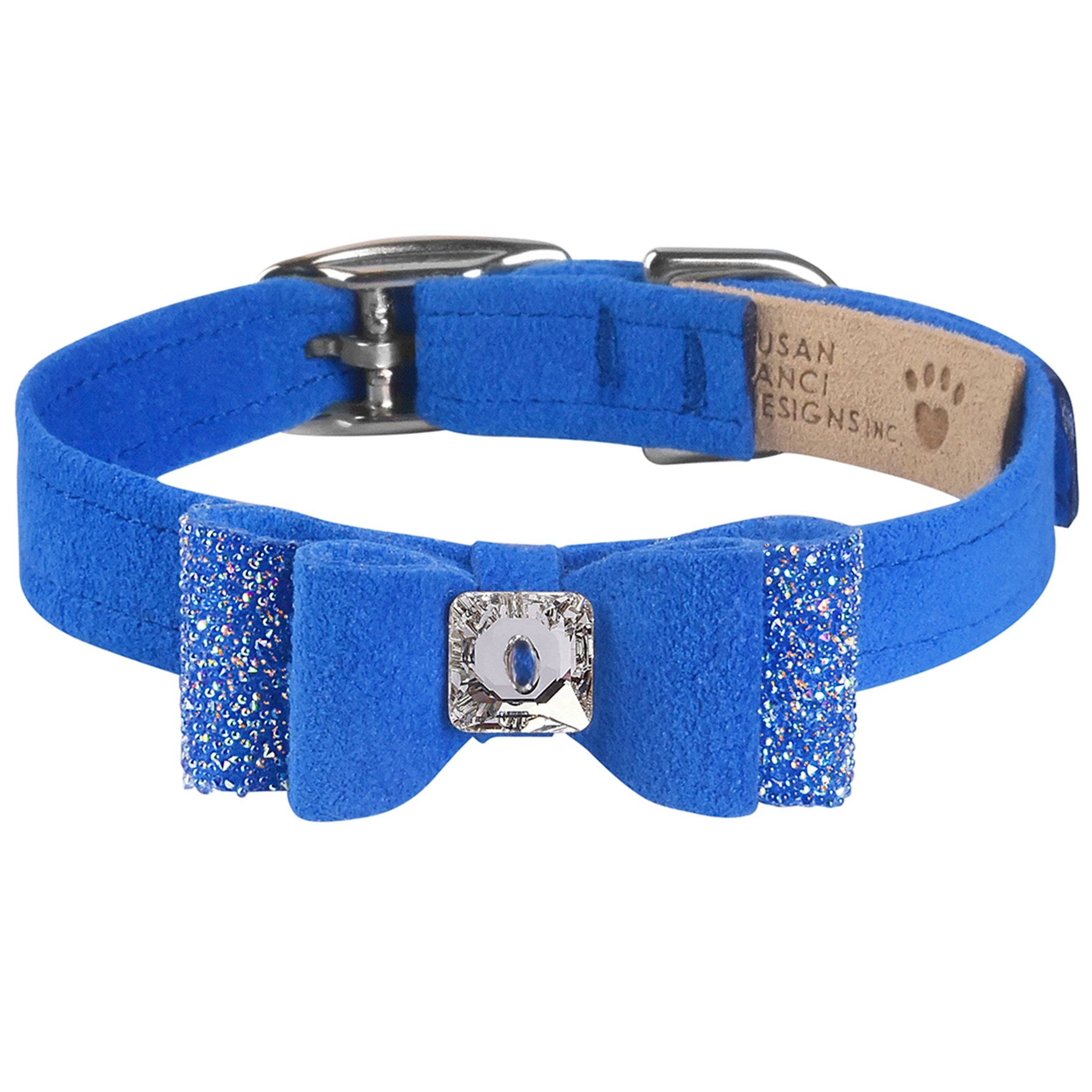 Aurora Borealis Crystal Stellar Big Bow Collar Royal Blue