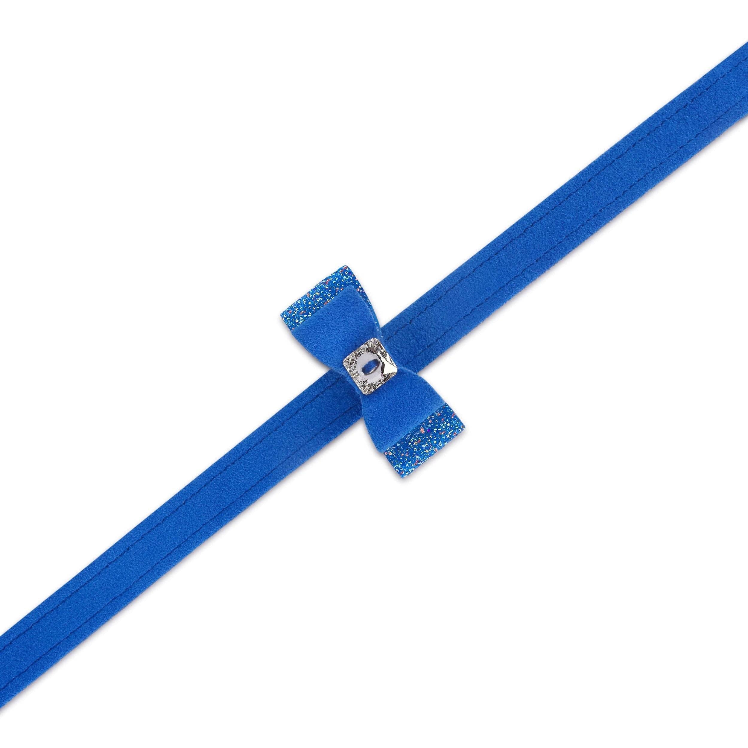 Aurora Borealis Crystal Stellar Big Bow Leash Royal Blue