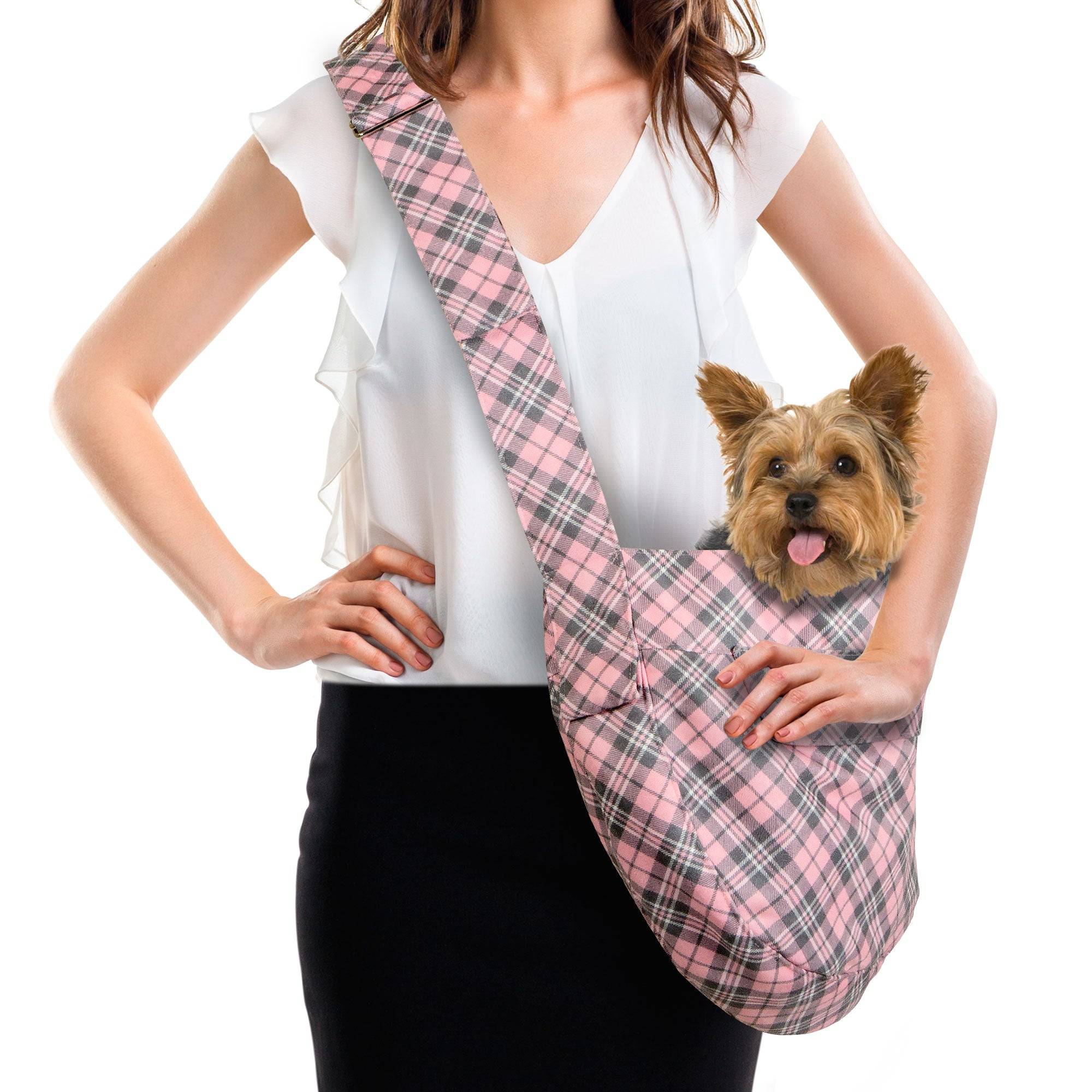 Scotty Puppy Pink Plaid Cuddle Carrier 1 Puppy Pink Curly Sue