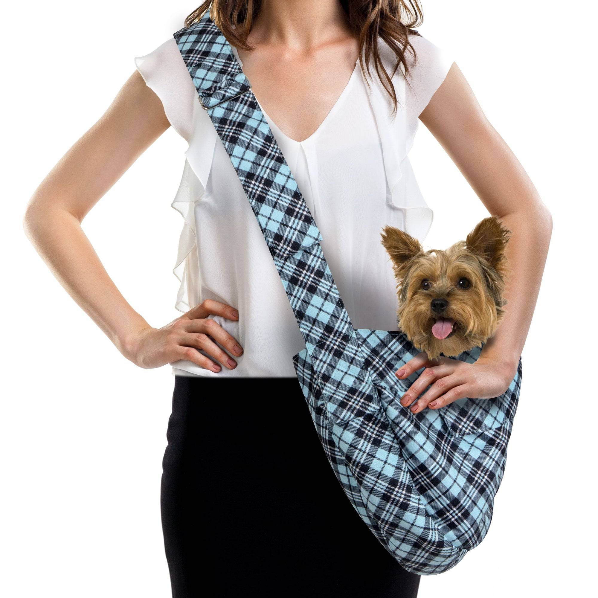 Scotty Tiffi Plaid Cuddle Carrier 1 Black Curly Sue