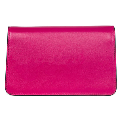 Vibrant Fuchsia Leather Clutch With Custom Swarovski Stone