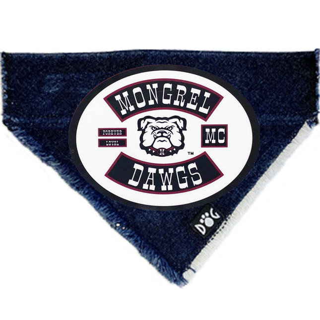 Mongrel Dawgs MC Logo (White) Denim Bandanna