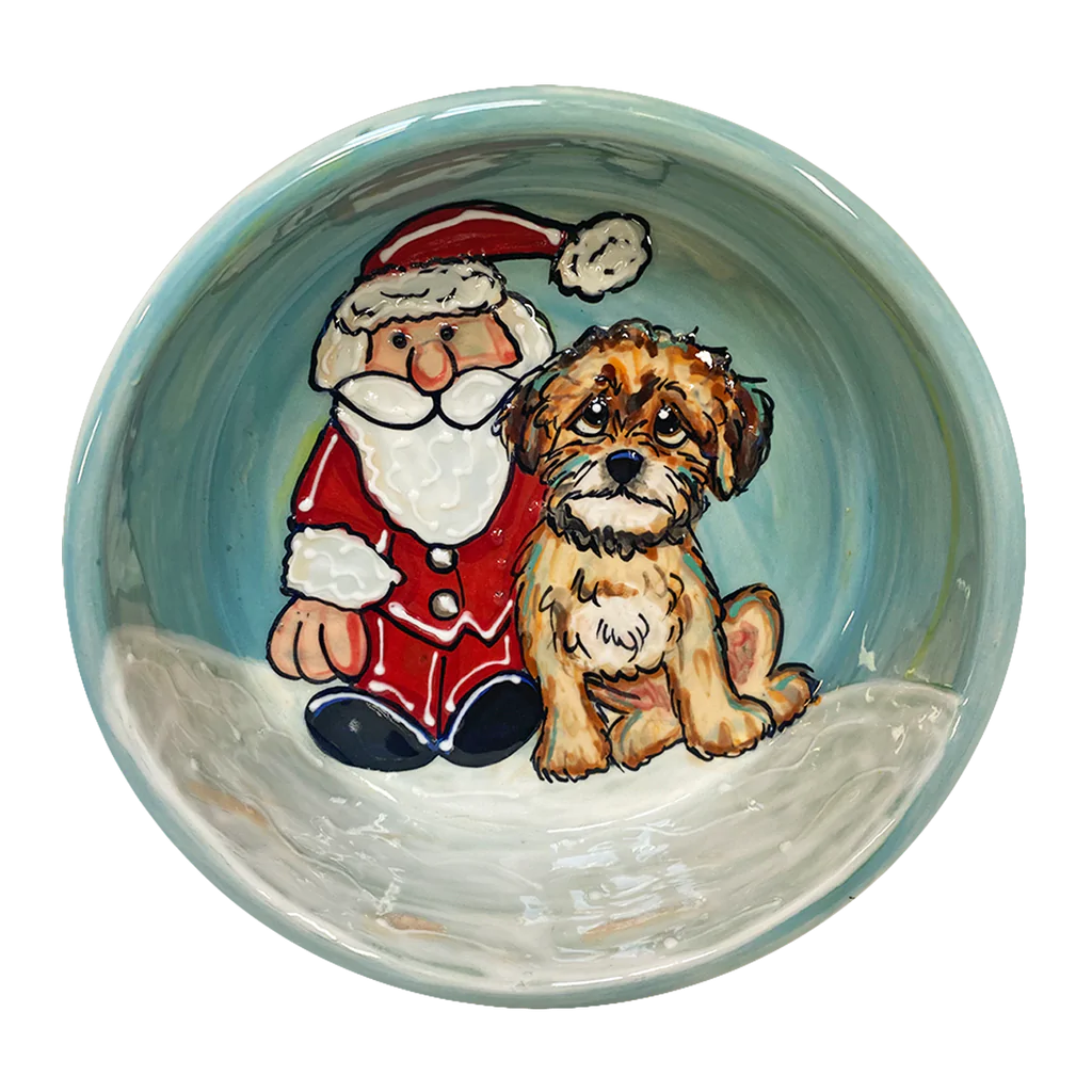 Santa Poodle - Personalized Holiday Pet Bowls