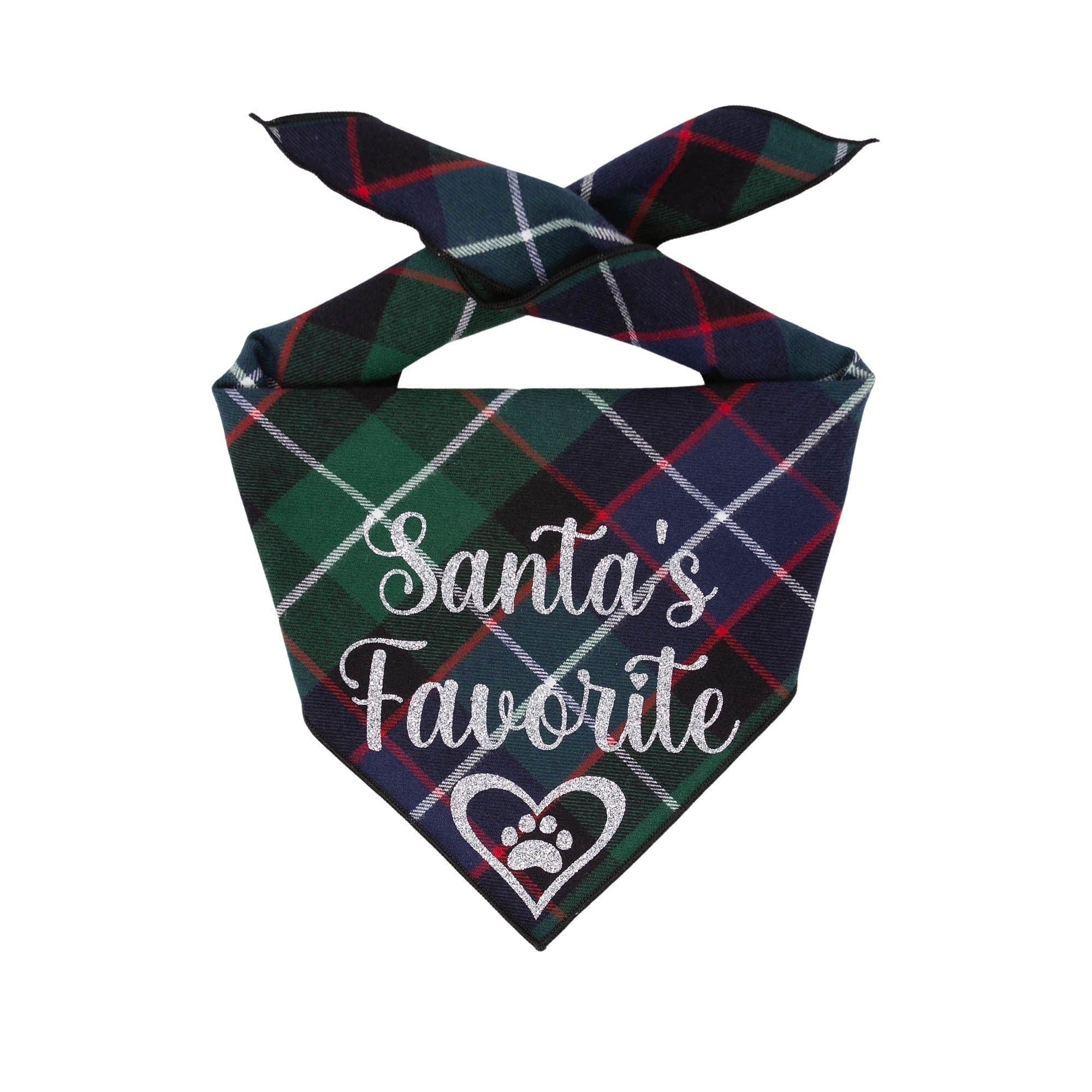 Santa's Favorite Green Plaid Bandana