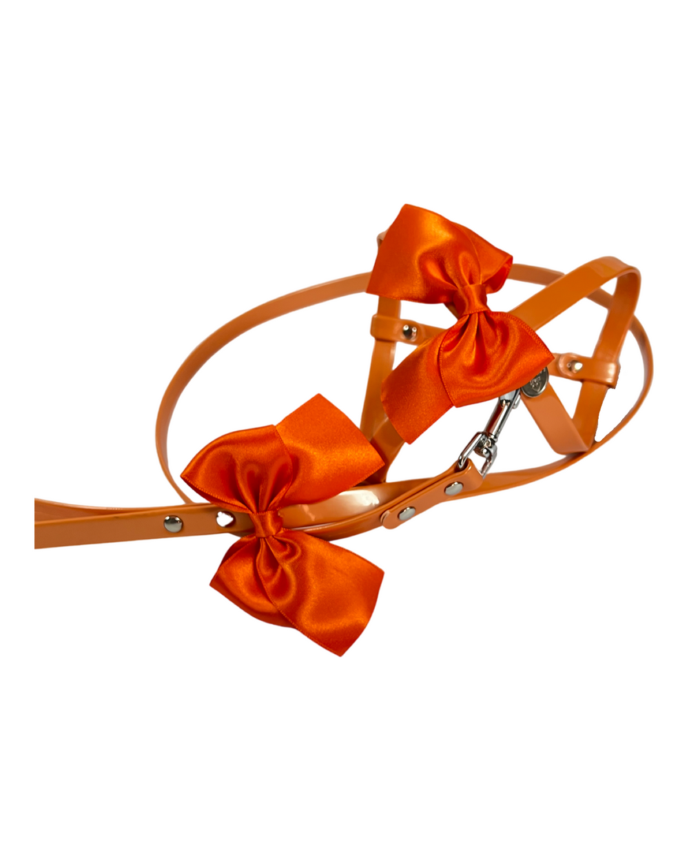 Fashion Dog Harness and Leash Set - Orange Bow