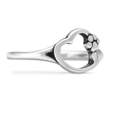 Paw & Heart Ring, Sterling Silver Paws On My Heart Ring