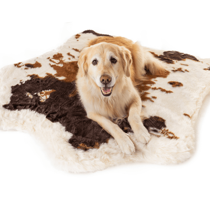 PupRug™ Animal Print Memory Foam Dog Bed - Brown Faux Cowhide