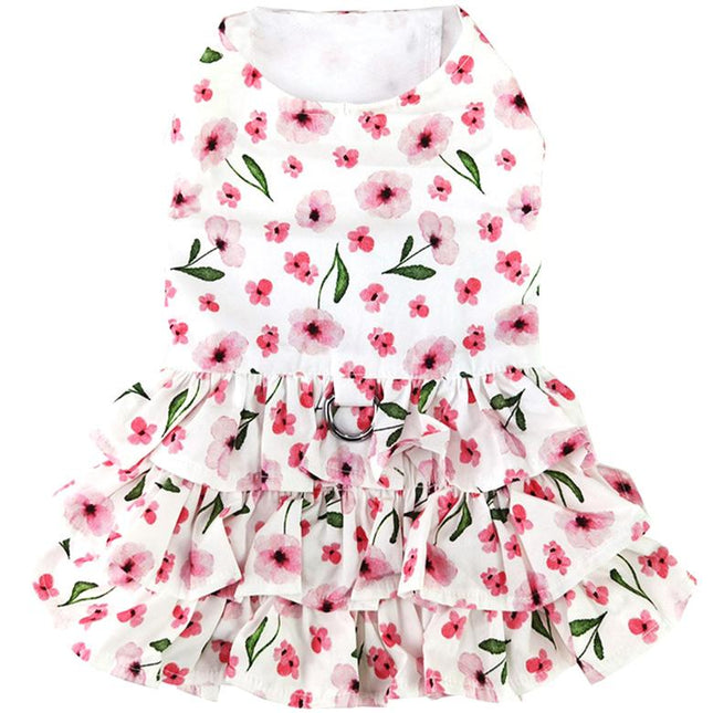 Spring Wildflower Dog Dress with Matching Leash