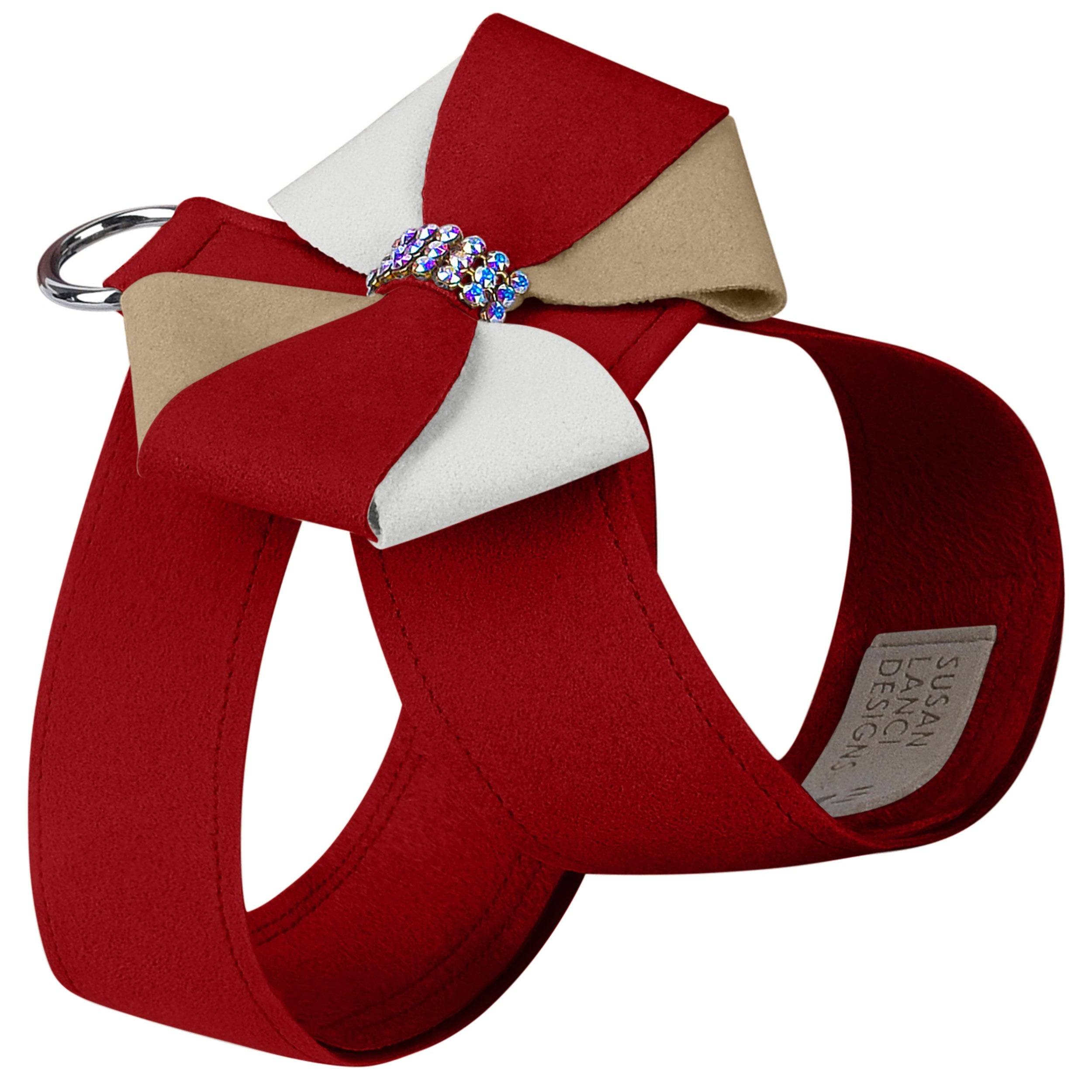 Game Day Glam Red & Sahara Pinwheel Bow Tinkie Harness