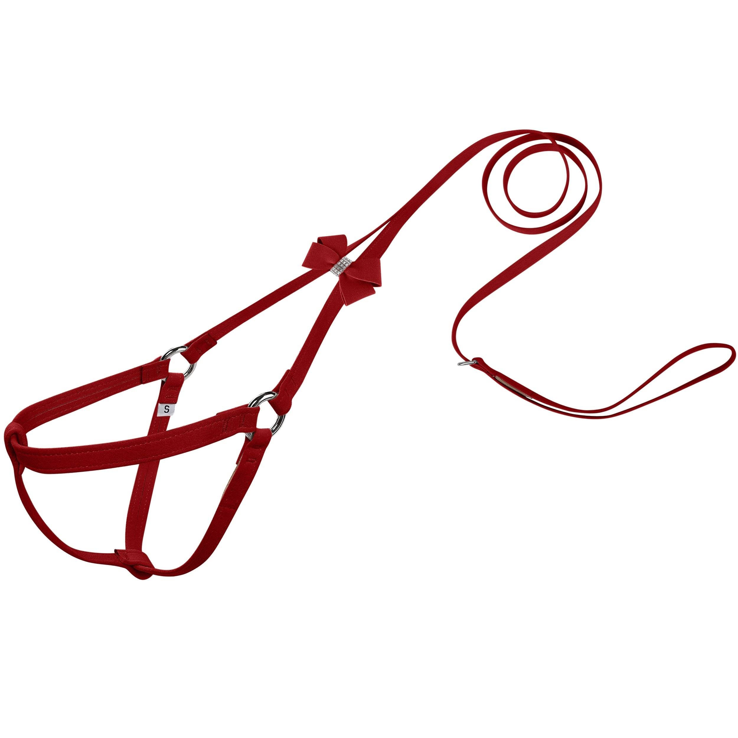 Nouveau Bow Step N go Leash Harness Red