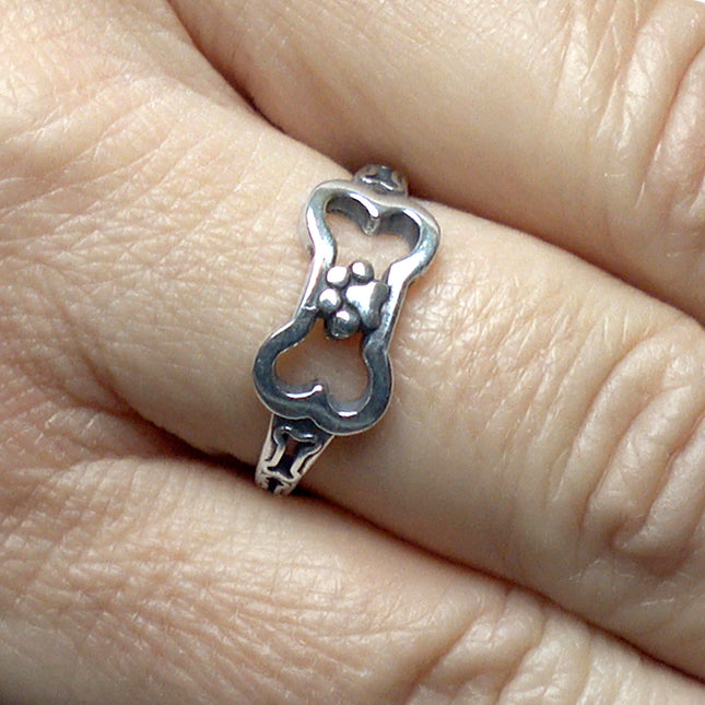 Paw and Bone Ring, Sterling Silver Paws Off My Bone Ring