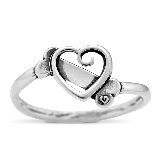 Heart and Dog Bone Ring, Sterling Silver K-9 Cupid Ring